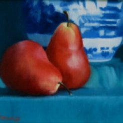 "Pair of Red Pears" 8 x 10 oil on linen
