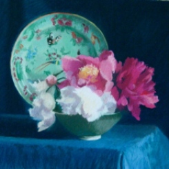"Peonies in Celadon Bowl" 15 x 15 pastel